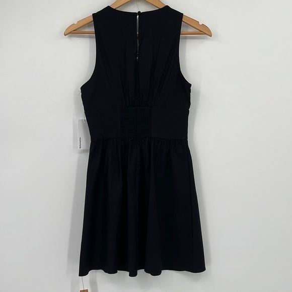 REFORMATION BLACK BUTTON MINI Isador Dress SIZE 2 Fitted waist low V summer mini - Picture 5 of 9